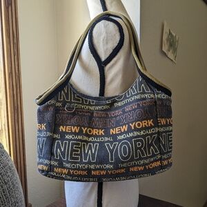 Robin Ruth Gray Black Yellow New York City Canvas Tote Bag Purse